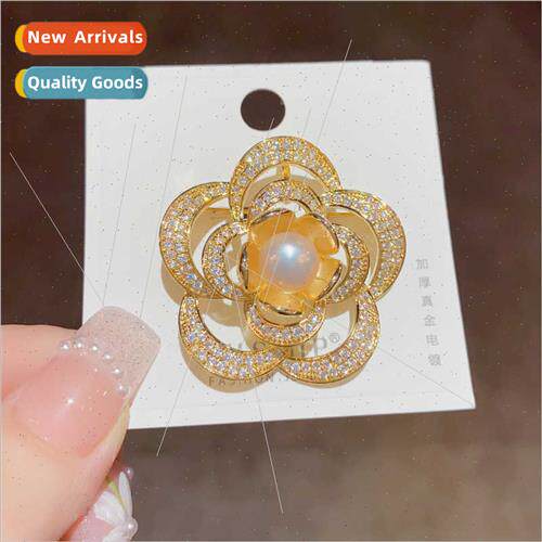 Korea sweet micro-encrusted flower pin gentle elegant high f