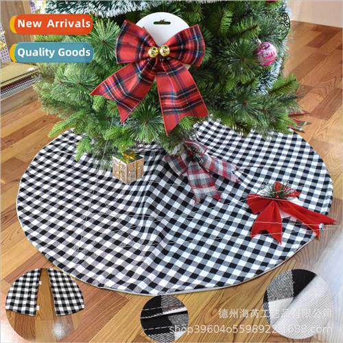 Whe Long Short Plush Christmas Tree Skirt Red Black Plaid Bl图片