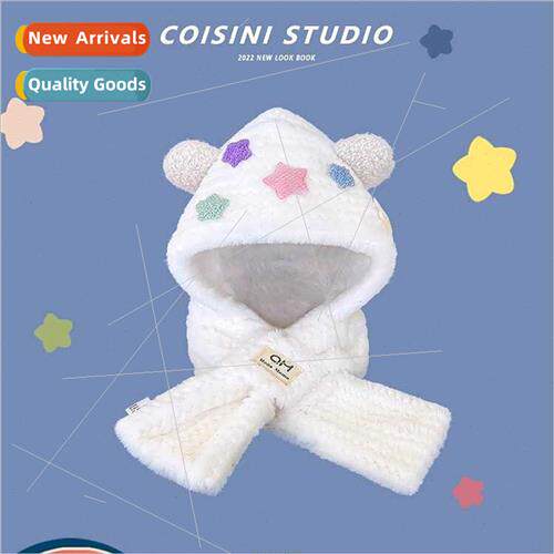 2023 new colorful stars hat scarf one plush twoPCS set women