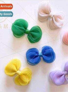 Korean children spring fluorescent multi-layer yarn bow hair