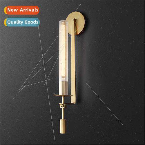 -modern light luxury copper color wall lamp living room stud