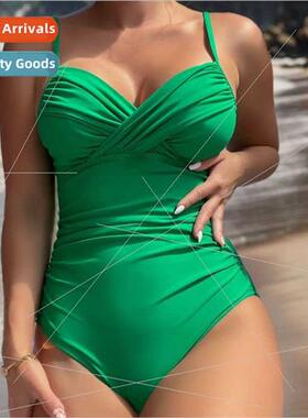 2023 New Europe Solid Color Wrinkle Backless Sexy High Waist