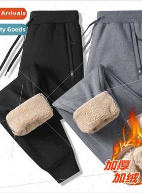 2023 fall winter new padded casual pants men women lamb wool