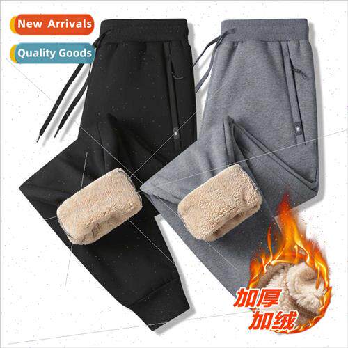2023 fall winter new padded casual pants men women lamb wool