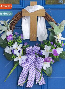 Cross Wreath Easter Wreath Spring Wreath Cross Front Door Wr