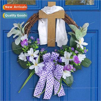 Cross Wreath Easter Wreath Spring Wreath Cross Front Door Wr