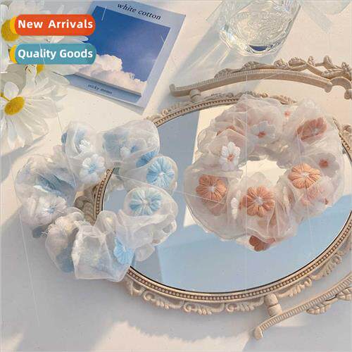 Romantic powder blue sweet embroidery flower hair band organ