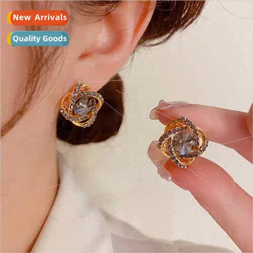 Delicate zirconia earrings s925 silver pin premium niche ear