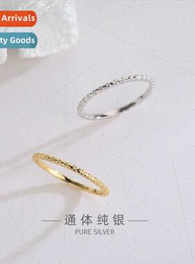 s925 silver Koreadiamond texture ring simple versatile snake