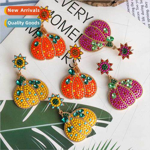 Europe Halloween Earrings Creative Rice Beads Pumpkin Earrin
