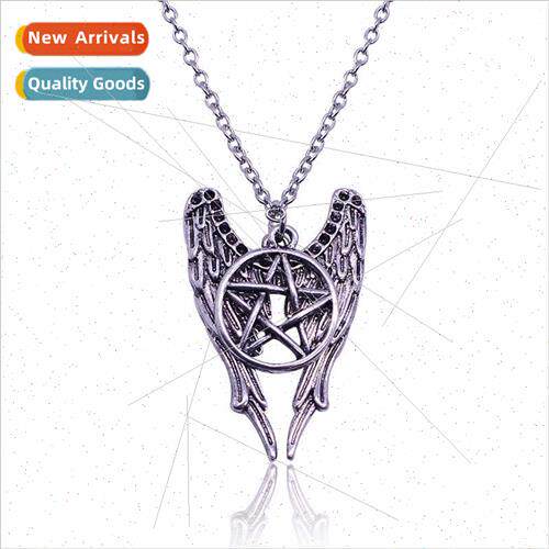 Europe Jewelry Force Evil Pentagram Wings Necklace Men Vinta