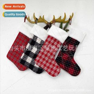 Hanging Christmas Plaid Sock Christm 2023 Bag New