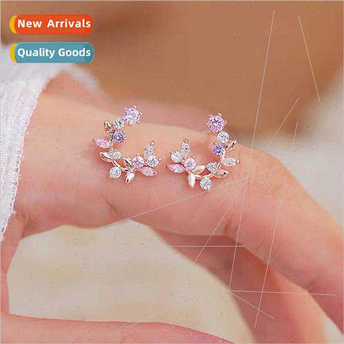 Full diamond zirconia earrings match butterfly flowers leave