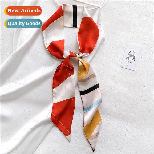 new Korean  colorful thin narrow long simulation silk scarf