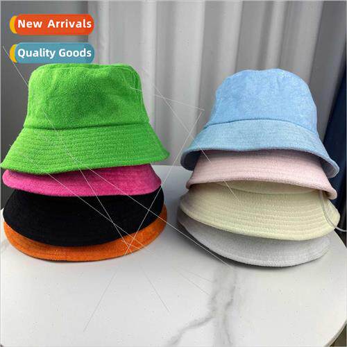 New towel fabric fisherman hat solid colour terry basin hat