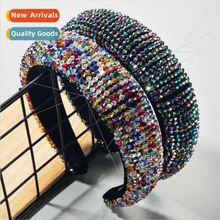 ins gold sponge beading crystal band hair velvet Europe
