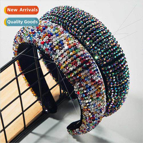 Europe Za gold velvet hair band ins crystal beading sponge w
