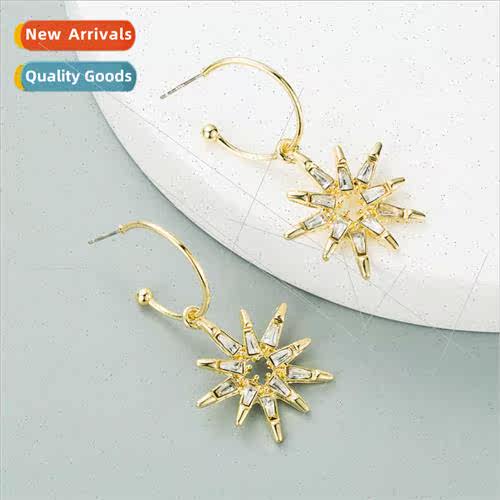 Europe earrings metal gold-plated large circle earrings S925