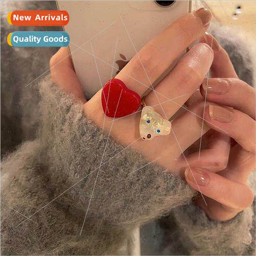 girls ins delicate whe red love adjustable index finger ring