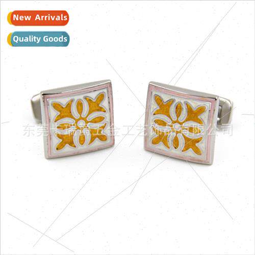 Chinese vintage mysterious flower pattern enamel cufflinks h