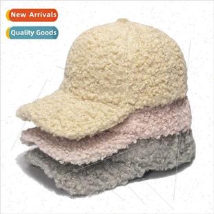 tongue sho lamb winter female cap duck fluffy wool ins Korea