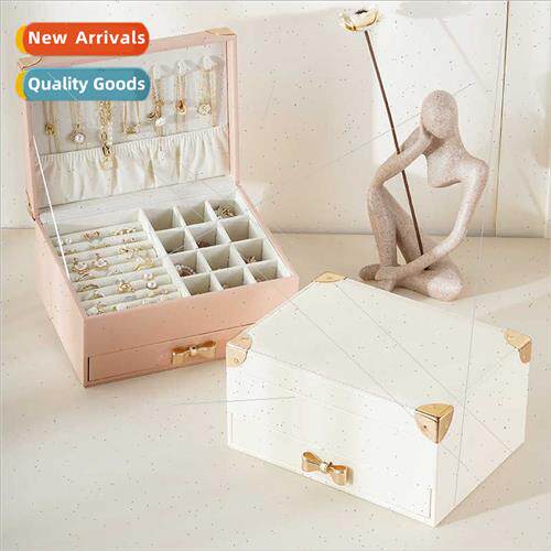 mple PU leather jewelry organizer Europe jewelry box bow dra