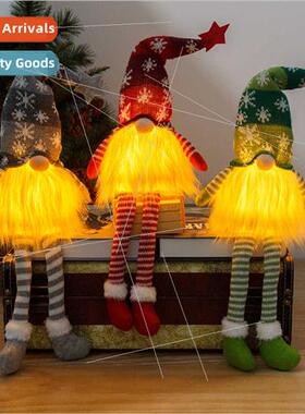 New Christmas wh lights luminous long legs gnome faceless ol