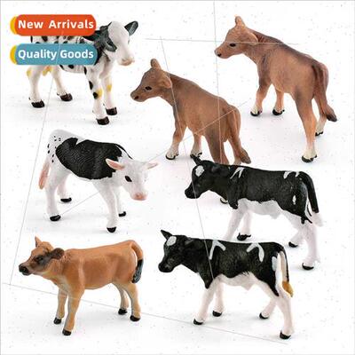 Solid wildlife model walking black spotted calf Jersey cowbo