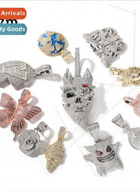 Hip Hop Pendant Necklace Zirconia Keng Ghost Butterfly Earth