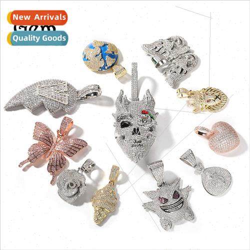 Hip Hop Pendant Necklace Zirconia Keng Ghost Butterfly Earth