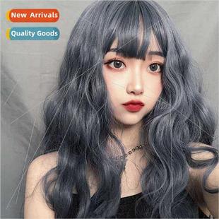 Bangs Long Blue Gray Smokey Air Hair Curly Fluffy Natural