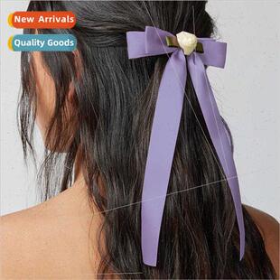 Japan Korea rose bow ribbon hair clips female gentle tempera