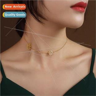 French mple Clavicle Black Rose Clavicle Necklace Small Skir