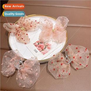 Korean mesh bow girls hair clips Mori sweet ltle girl prince