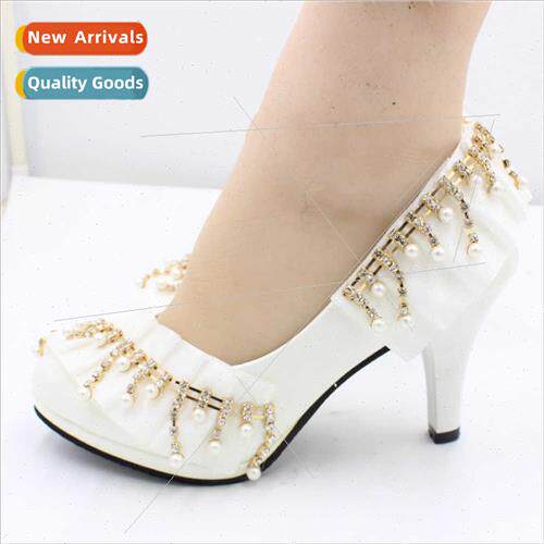 Whe metal decorative chain high-heeled women wedding shoes s
