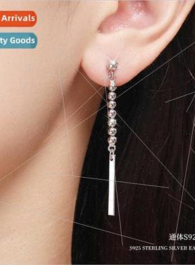s925 silver long tassel earrings female hundreds niche raise