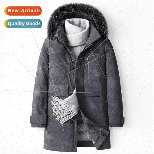 2023 Men down jacket in long hooded winter warm fashion thic