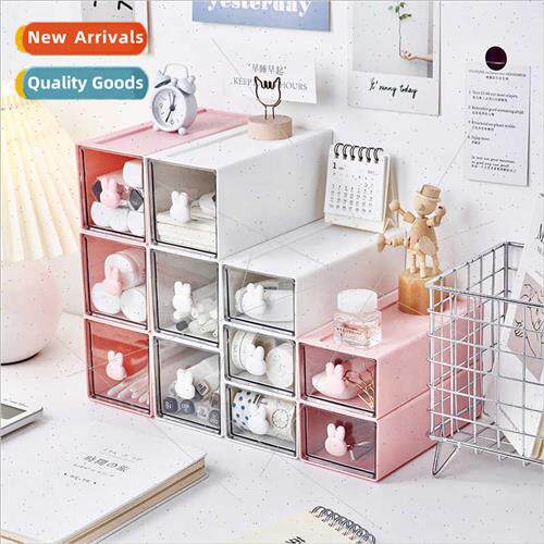 Desktop transparent small drawer cute mini storage box stude