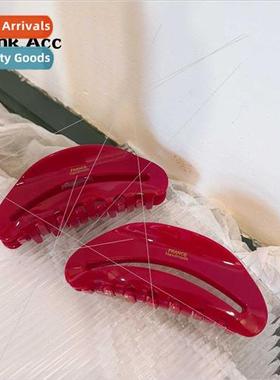 Red Acetate Shark Clip Back Head Plate Hair Large Grab Clip