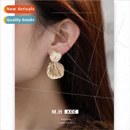 texture earrings female delicate metal cold wind fashion 925