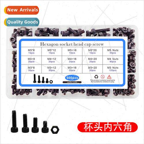 500PCS Black Cylindrical Head Hexagon Socket Screws & Nuts S