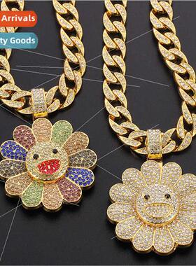 Sunflower Cuban Chain Rotatable Sunflower Pendant HIPHOP Men