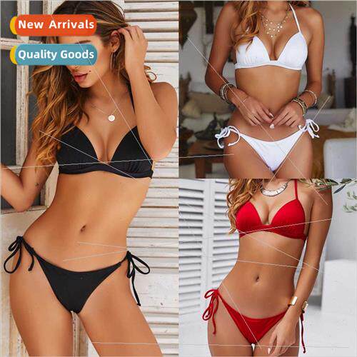 2024EuropeNew Drawstring Strap Gathering Spl Swimsu Bikini i