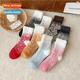 Japanese velvet socks autumn mid Coral wint women calf