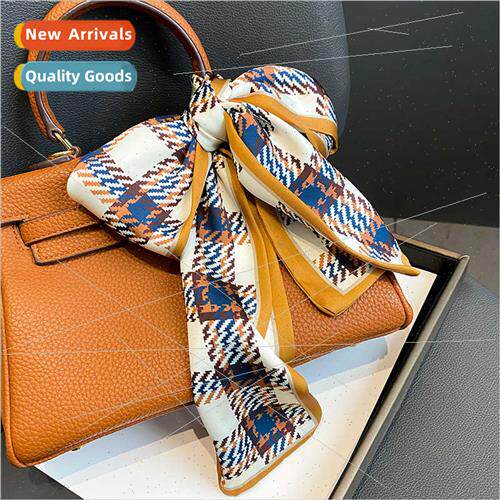 2022 Retro kilobird check tied bag silk scarf female fashion