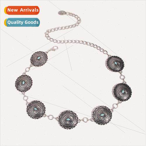 Ethnic turquoise vintage oil drop large accessories waist ch