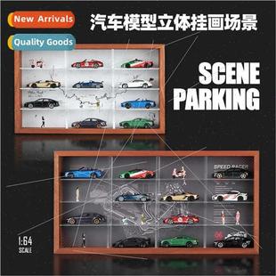mounted gara lot can model parking scene wooden wall