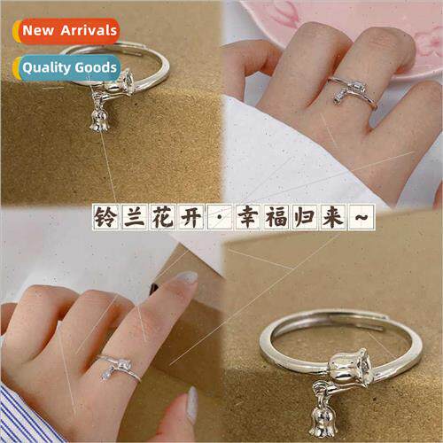 Bell orchid blossom s925 silver ring female hundred niche fa
