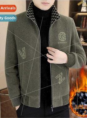 Autumn winter padded thickened collar tweed coat men short K