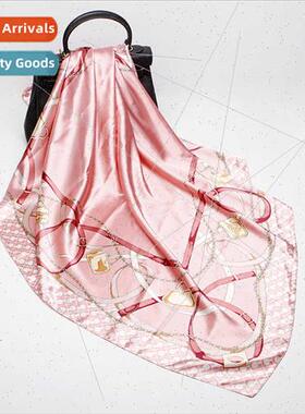 Spring 2019 new simulation silk Belt bag bag printed silk sc